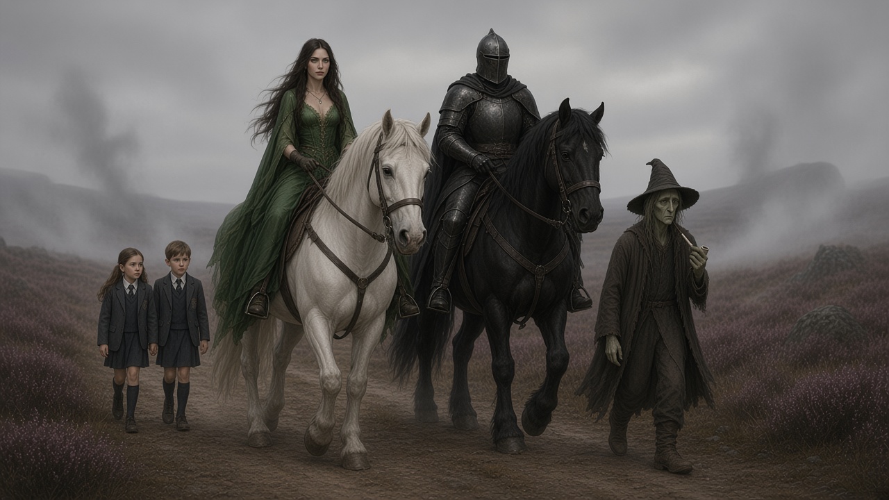 La dame en vert et son chevalier noir sur la lande