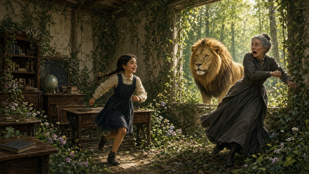 Gwendoline quitte l'école pour suivre Aslan