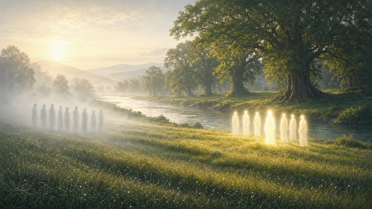 Des fantômes translucides dans une prairie éclatante où l'herbe est dure comme le diamant