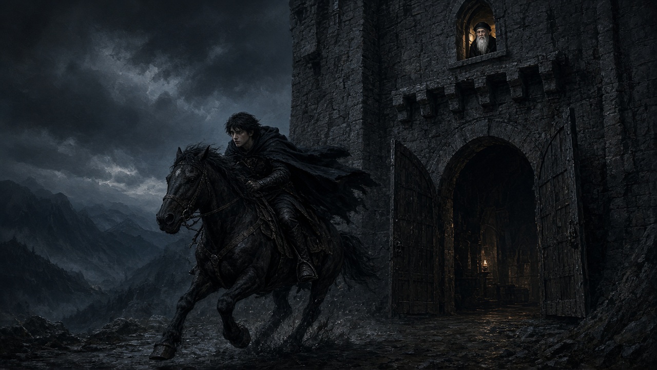 Le prince s'enfuit à cheval dans la nuit