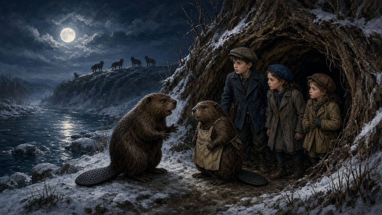 Les Castor guident les enfants dans un tunnel sous la neige