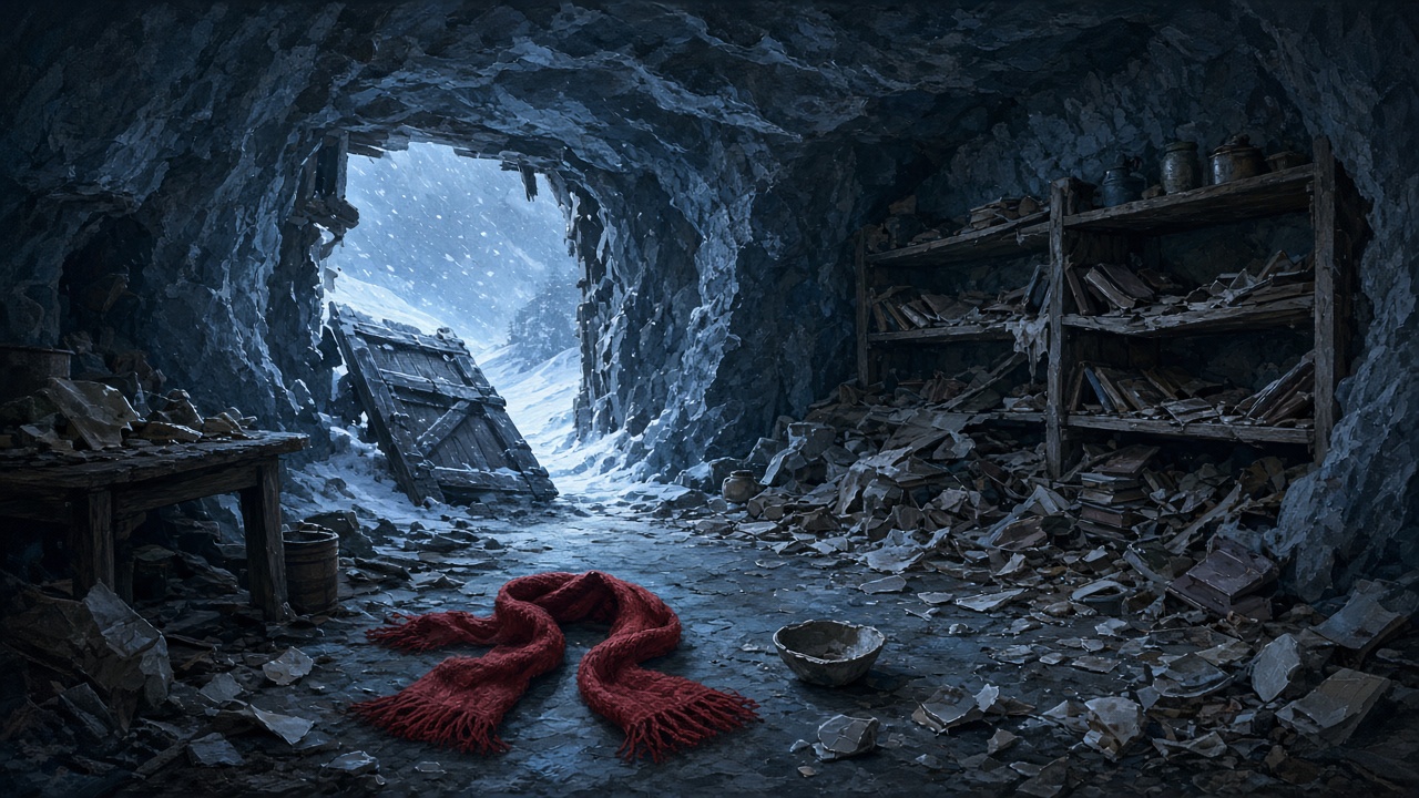 La grotte de Tumnus détruite, la neige entre par la porte