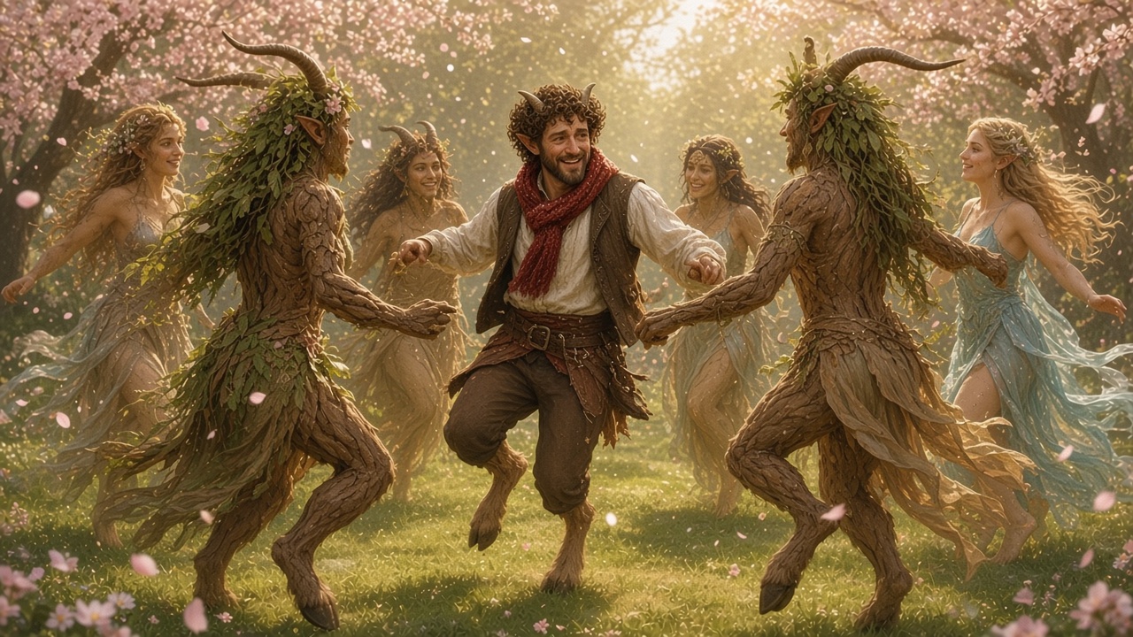 Tumnus danse avec Lucy lors d'une fête