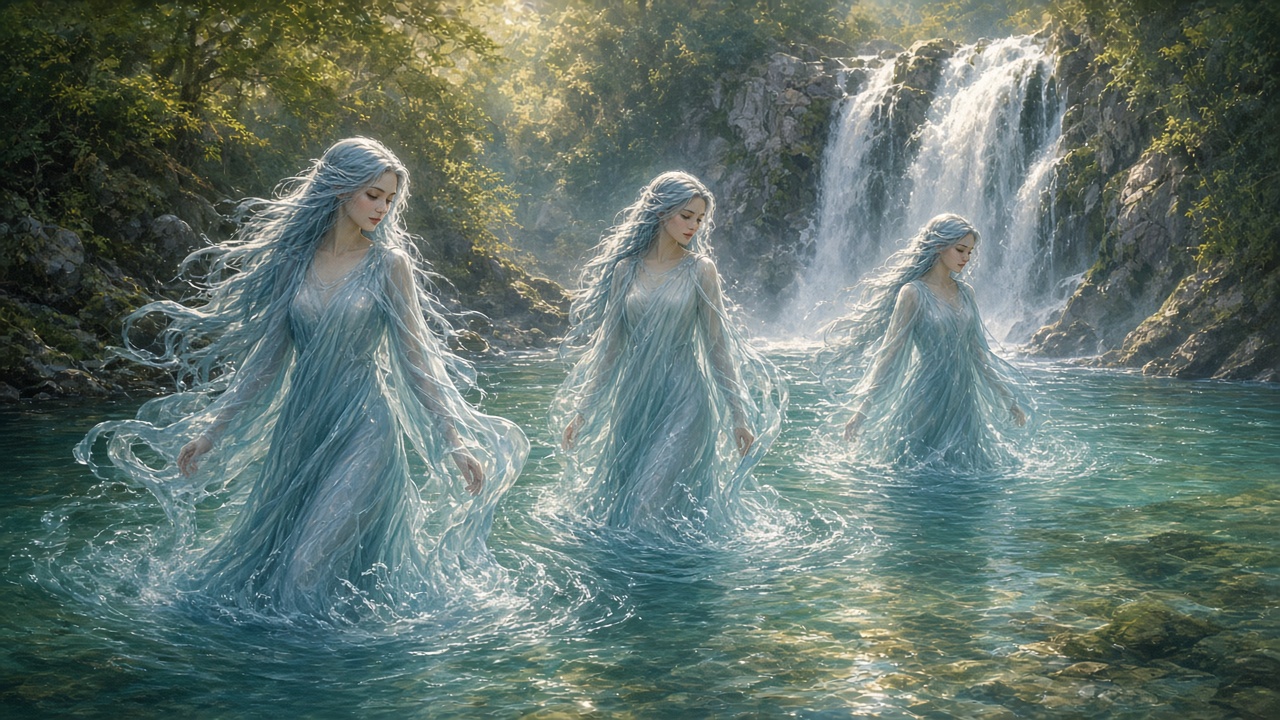 Des naïades dans une rivière