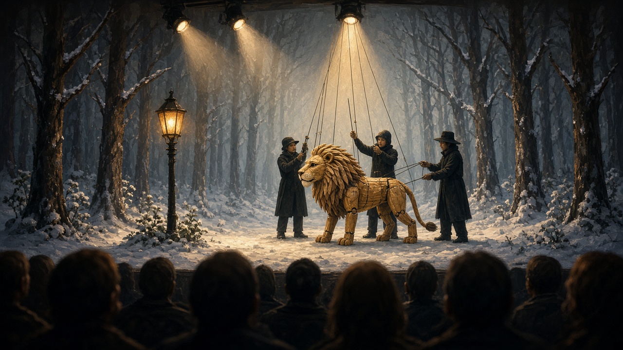 Une scène de théâtre enneigée