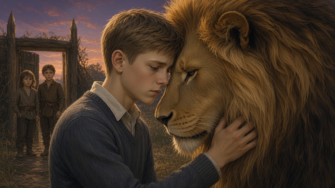 Peter et Susan disent adieu à Aslan